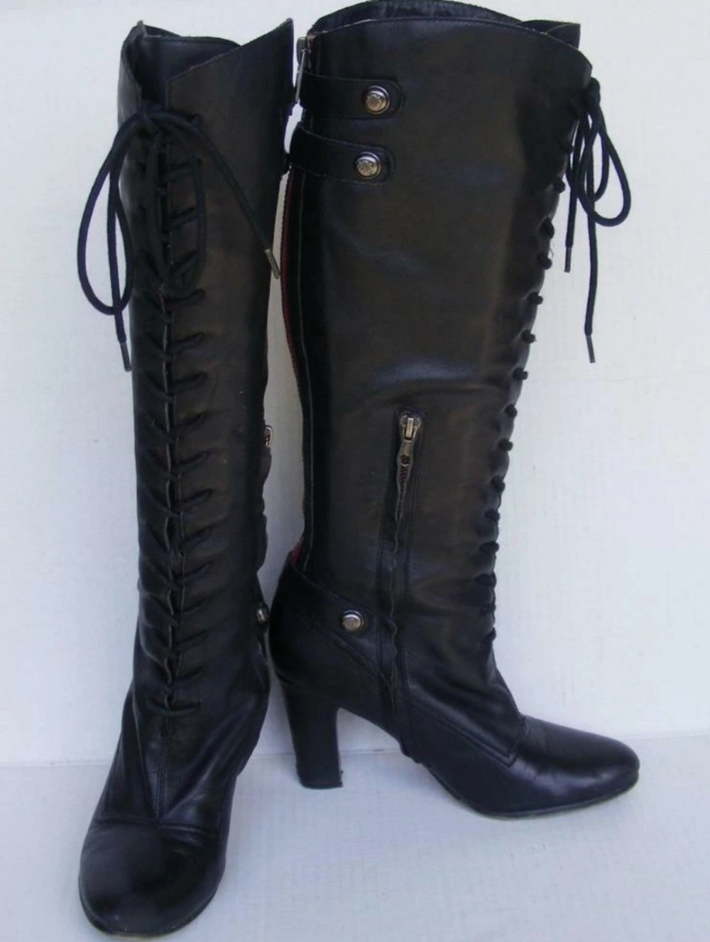 Sam Edelman Women’s Black Lace-Up Knee-High Fashion Boots